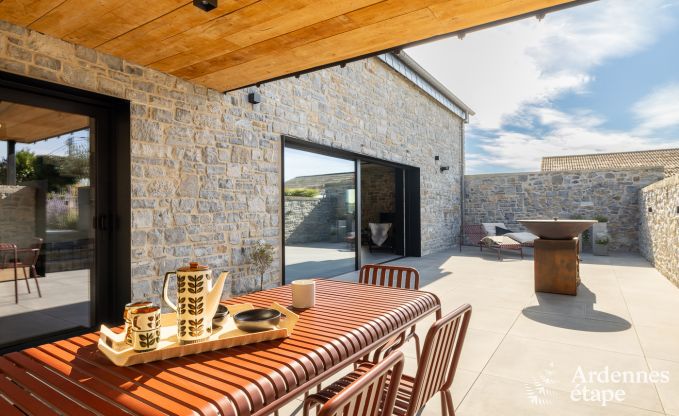 Authentisches Ferienhaus fr 6 Personen in Anhe mit privater Sauna, berdachter Terrasse und luxurisem Interieur