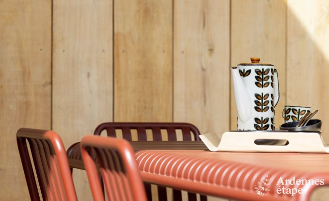 Authentisches Ferienhaus fr 6 Personen in Anhe mit privater Sauna, berdachter Terrasse und luxurisem Interieur