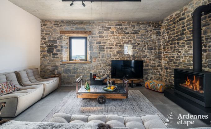 Authentisches Ferienhaus fr 6 Personen in Anhe mit privater Sauna, berdachter Terrasse und luxurisem Interieur